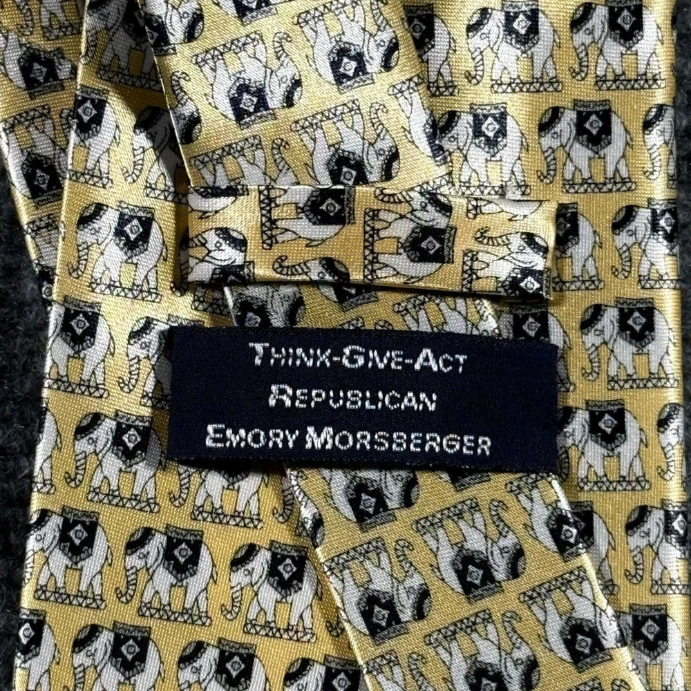 Emory Morsberger Republican Elephant Tie‎ Set Red Yellow GOP 2 Pack Boxed